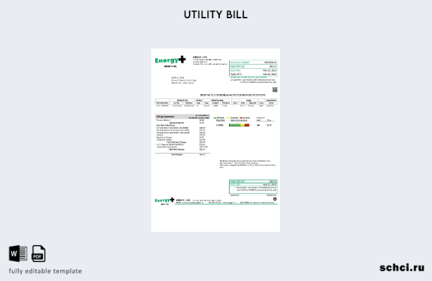скачать цифровой шаблон счета за электроэнергию США, Массачусетс Energy Plus